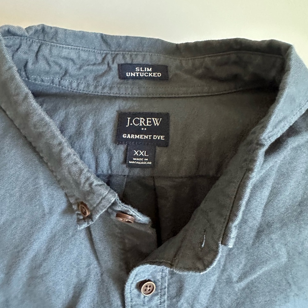 J. Crew Men's Blue Garment Dye Shirt